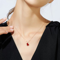 18K gold gourd necklace female gold rose gold red agate mosaic natural diamond light luxury choker