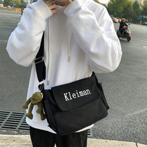 Men Skew Satchel Wave Signs Day Ensemble Tooling Bag Light Single Shoulder Canvas Student Satchel Boys Satchel Small Backpack