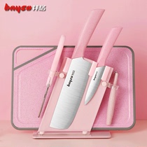 Baige auxiliary food cutting board knife set Double-sided antibacterial mildew household kitchen knife Baby auxiliary food tool knife holder scissors