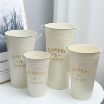 Retro to make old iron art cylinder dry flower barrel flower flower flower flower vase on floor raising flower flower pots for domestic wake-up buckets