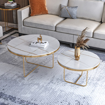 Shangpin IKEA furniture Italian light luxury rock board coffee table Round tea table Marble coffee table Simple living room household small household