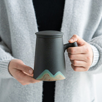 Mug Large capacity office water cup Teacup Tea water separation cup Ceramic with lid Personal custom logo