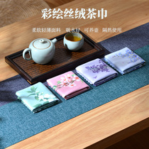 Tea towel high-grade kung fu tea towel absorbent light thin tea cloth painted Zen tea table cloth tea table cloth tea table coffee table Rag