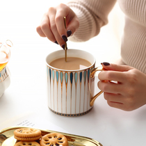 Ceramic mug with lid spoon couple water cup a pair of Office Women large-capacity household coffee cup advanced sense