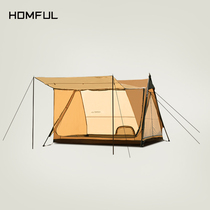 HOMFUL Haofeng Outdoor Double Tent Self-driving Tour Exquisite Camping Windproof Vintage Cabin Camping Tent
