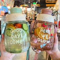 High Yan value water cup women with straw scale large capacity net red cute belly water bottle student summer plastic pot