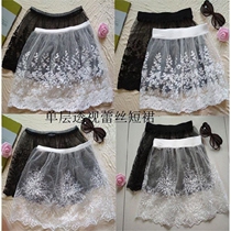 Korean version of 2018 summer new womens lace skirt Joker fashion embroidery skirt perspective mesh dress