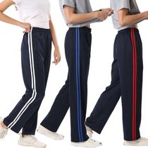 Spring Summer Pure Cotton Two Bar School Sweetpants Deep Blue High School Students Sports Pants Men Hide Blue School Pants Women A Bar School Pants