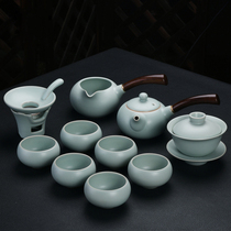 Antique Ruyao tea set Teapot cover bowl Teacup open piece Ru Porcelain Home office complete set of Kung Fu tea set