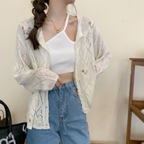 Sunscreen Clothes Womens Thin Knitted Cardigan Jacket Summer 2021 New Loose Design Sense Hollow Out Top