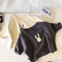 2021 spring dress children cotton T-shirt Boys 3 years old girl 4 Korean loose top 5 baby rabbit base shirt tide