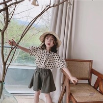 Girls set summer 2021 new childrens foreign style fashion fashion short sleeve two-piece girl Summer Net Red childrens clothing tide