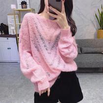 European station 2021 summer new Korean version of loose foreign atmosphere Joker hollow lace jacquard sunscreen knitted coat tide