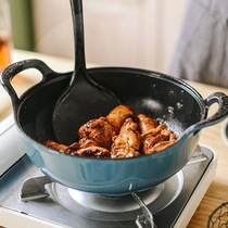 Kitchen deepened high soup pot Net red enamel pot cast iron soup pot non-stick non-coated stew pot with iron pot