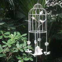 Iron Art Retro Bird Cage Wind Bells Hanging Accessories Make Old Garden Courtyard Villa Creative Decorative Pendant Pendulum