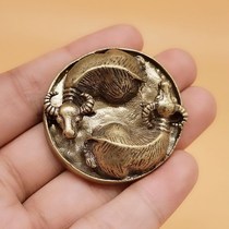 Solid pure copper turns around gossip double cattle wind Buffalo Zodiac cow retro tea play paperweight desktop ornaments