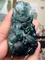 Myanmar Jade Old Pit Blue Water High Ice Zodiac Jade Dragon Pendant Mens Large Pendant Double Color Kowloon