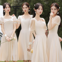 Bridesmaid uniform 2021 New champagne color everyday wear niche dress dress small woman long autumn