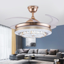 2021 new fan lamp ceiling fan lamp household integrated chandelier Invisible Guest restaurant bedroom modern light luxury crystal