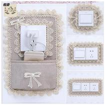 Switch Protective Sleeves Cloth Art Lace Double Switch Sticking Wall Patch Creative Living Room Bedroom Lamp Socket Decoration Brief modern