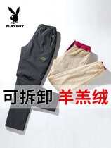 Playboy outdoor pants men and women winter plus velvet padded soft shell pants windproof waterproof mountaineering ski fleece pants
