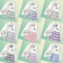 Girls JK uniform skirt set full set 9 children GK college style 8 school uniform genuine primary school children summer 11-year-old