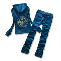 Brand new Velvet Suit Embroidery Bronzing Sport Suit Women Casual Sashimi Velvet Sweater American Big Card
