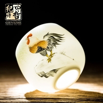 Ji Shizhe Master Cup twelve zodiac sheep fat Jade Single Cup ceramic tea cup white porcelain tea cup private custom light luxury
