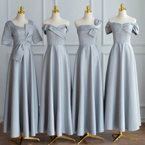 Satin bridesmaid clothing winter 2021 new wedding sister Group dress dress women can wear long thin high sense