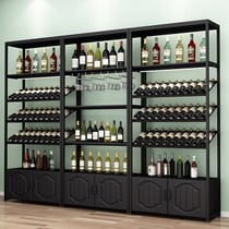 Wrought wine cabinet display stand simple wine red wine rack with lamp floor display cabinet bar partition supermarket