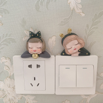 Light extravagant Lori cartoon cute resin switch with wall decoration without mark and creative wall stickup Nordic wind decoration sticker