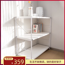 Japanese simple multi-functional white floor-to-ceiling bookshelf Wrought iron kitchen storage storage multi-layer rack