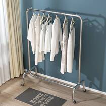 Nordic clothing store display stand men and women childrens clothing gantry stainless steel brushed silver landing mobile drying rack with wheels