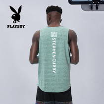 Playboy 2 pieces) Basketball training vest T-shirt Mens Ice Silk quick-drying clothes American sweat-absorbing sleeveless shoulder Sports