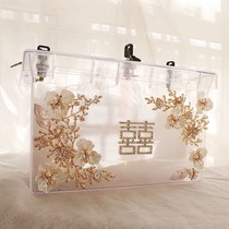 Wedding shoes box with lock wedding transparent shoe box gift box wedding game props wedding bride preparation supplies high-end