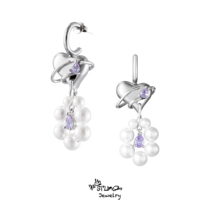 1P JEWELRY winding loving water drop zircons inlaid with pearl earrings