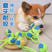Pet dog knot toy ball bite-resistant molars stick cotton rope with rope woven ball molars small dog alone Teddy