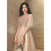 Dress Small evening dress Womens summer light luxury niche high-end banquet temperament high-set French dress can usually be worn