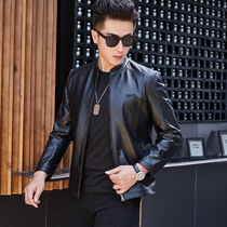 Van Du Chao Man slim leather jacket stand collar head layer cowhide thickened personality leisure autumn and winter locomotive black leather clothing