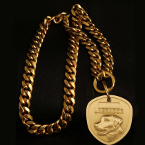 Pet Ornament Pure Bronze Golden Chain Son Dog Chain Son Dog Card Identity Card Customized Farfight Bully large Dog Item Circle