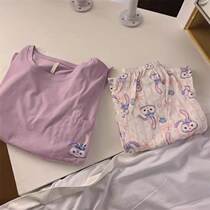 South Korea ins Star Dailu Net red pajamas womens summer short sleeve trousers can be worn outside student home clothes two-piece suit