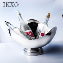IKXO stainless steel champagne ice bucket outdoor large cold drink ice wine basin club bar ice wine bucket red wine frozen basin