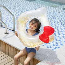 ins sequined ktcat cartoon cute bow children swimming circle pink girl armpit water buoy lifebuoy