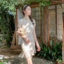 Improved cheongsam fishtail dress 2021 new summer young girl sense small dress fried street short section