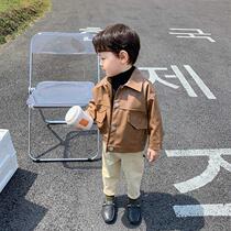 Childrens leather clothing mens spring and autumn thin 2021 boys autumn coat childrens clothing boys jacket autumn childrens jacket