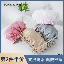 Shower cap women double layer thick waterproof adult bath head cover kitchen lampblack home cute hair cap