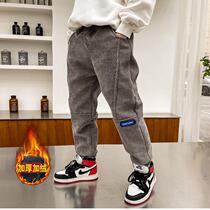 Boys pants plus velvet thickened corduroy autumn and winter one velvet trousers