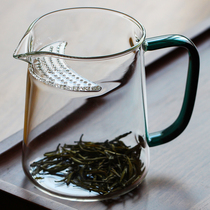 Crescent cup tea leak integrated road Cup with filter glass heat-resistant tea cup set green tea cup transparent tea cup