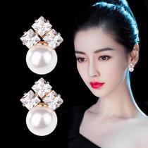 Yang Ying with pearl earrings 2021 new fashion high-grade sense ear clip female summer niche drop earrings sterling silver earrings