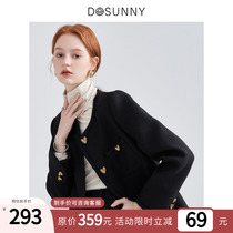 Duofan 2022 autumn and winter new black small fragrance short jacket womens fashion temperament loose top high-end sense